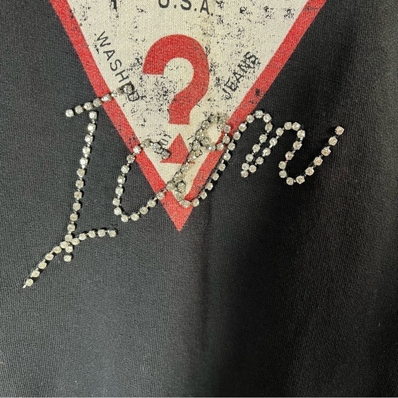 GUESS Icon Jeweled Cropped Oversized Sweatshirt - Picture 8 of 10